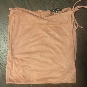 Pink velour mini skirt